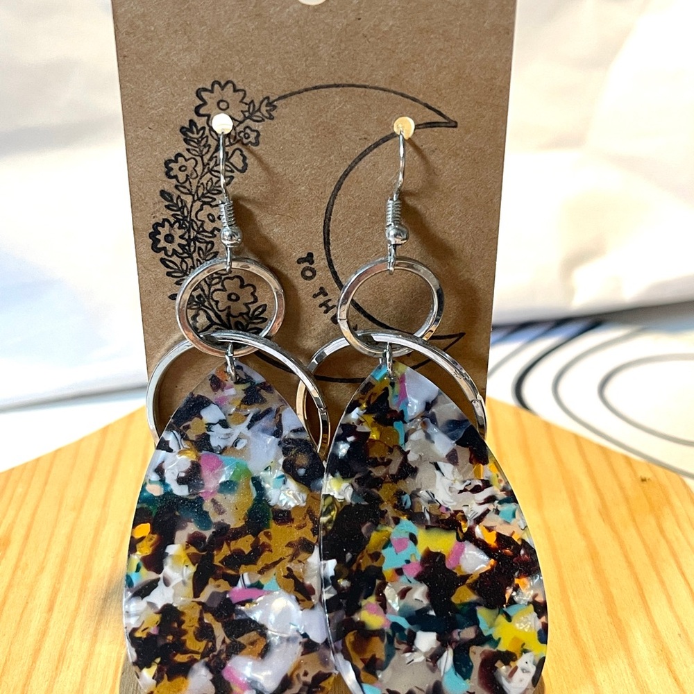 Colorful Teardrop Earrings with Silver Accents